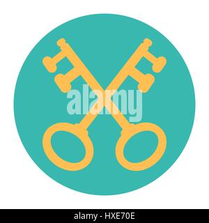 Cross keys, design element vector illustration flat icon Stock Vector