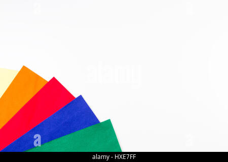 Selection of colorful felt sheets on white background. Top view Stock Photo