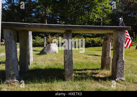 Burial site of Rev. Parson Samuel Hidden in cemetery located next to Ordination Rock in Tamworth, New Hampshire USA. Stock Photo