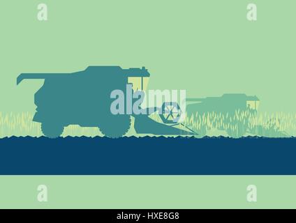 Harvester in field abstract vector background Stock Vector