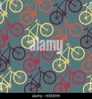 Hipster bicycle vector background texture with retro colors Stock Vector