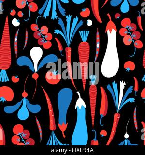 Bright colored seamless pattern vegetables. Vector illustration of a template for the design Stock Vector