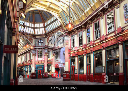 London, UK, March 19, 2011 :  Leadenhall Market in Gracechurch Street which has a covered roof and sells mainly food products Stock Photo