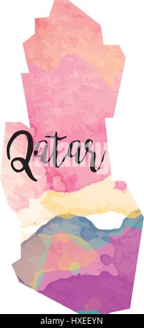 Abstract Qatar map Stock Vector