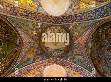 Ceiling of main hall in the Palace of Forty Columns (Chehel Sotoun) in Isfahan, capital of Isfahan Province in Iran Stock Photo