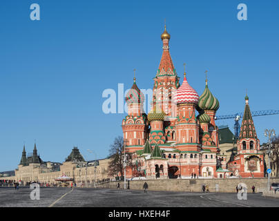 Moscow, Red Square, a view of St. Basil's Cathedral from Vasilevsky Descent Stock Photo