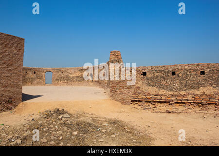 restoration work at bhatner fort in the city of hanumangarh rajasthan india under a blue sky Stock Photo