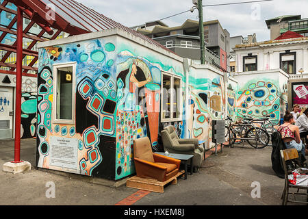 Wellington, New Zealand - February 10, 2017: The Te Aro Park mural painted by Diane Prince on the streets of Wellington. Stock Photo