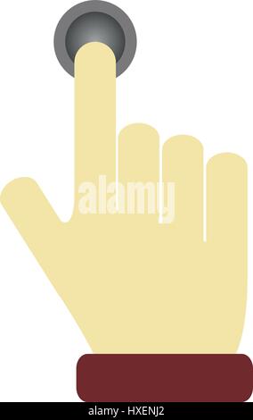 Hand presses button illustrated on a white background in vector Stock Vector