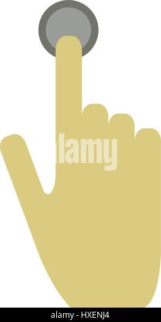 Hand presses button illustrated on a white background in vector Stock Vector