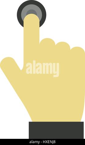 Hand presses button illustrated on a white background in vector Stock Vector