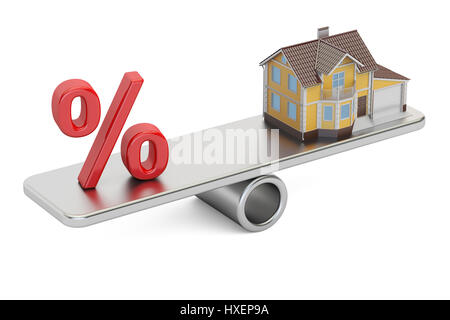 Mortgage and payment for house concept, 3D rendering isolated on white background Stock Photo