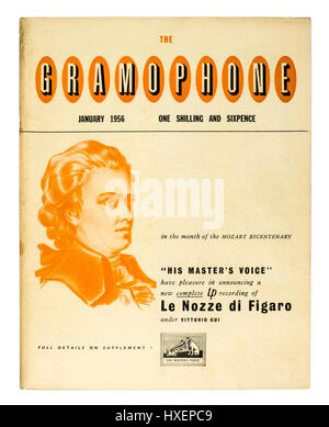 January 1956 issue of 'The Gramophone', a monthly magazine published in London devoted to classical music, particularly to reviews of recordings. Stock Photo