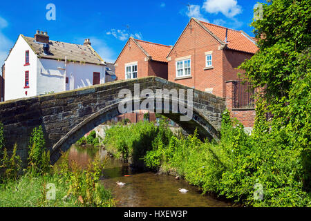 Ancient Packhorse Bridge, Stokesley, North Yorkshire, England, UK Stock Photo