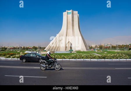 Azadi Tower, formerly known as the Shahyad Tower, located at Azadi Square in Tehran city, capital of Iran and Tehran Province Stock Photo