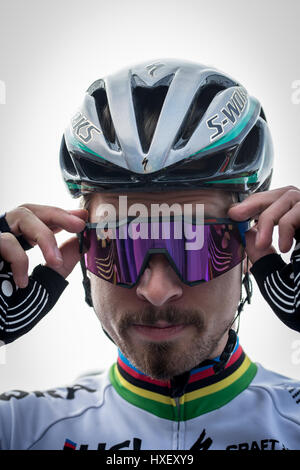 Harelbeke, Belgium. 24th March, 2017. Peter Sagan at the start of the 2017 E3 Harelbeke one day cycle race. Stock Photo