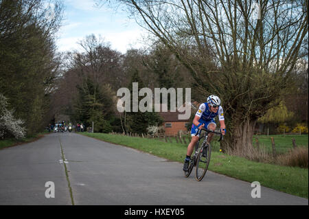 Waregem, Belgium. 22nd March, 2017. Yves Lampaert (BEL) during the 2017 Dwars Door Vlaanderen one day cycle race. Stock Photo