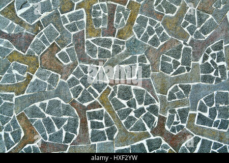 Close Up Of Grey, Brown And White Stone Mosaic Stock Photo