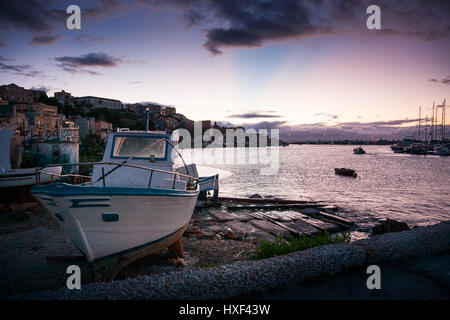 SCIACCA, ITALY - October 18, 2009: panoramic view of coastline in Sciacca, Italy. Sciacca is known as the city of thermal baths since Greek Stock Photo