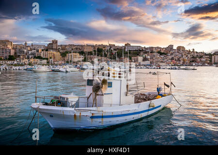 SCIACCA, ITALY - October 18, 2009: panoramic view of coastline in Sciacca, Italy. Sciacca is known as the city of thermal baths since Greek Stock Photo