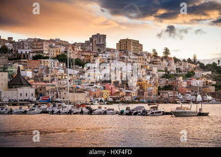 SCIACCA, ITALY - October 18, 2009: panoramic view of coastline in Sciacca, Italy. Sciacca is known as the city of thermal baths since Greek Stock Photo