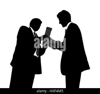 Giving award. Successful man receiving an award. Isolated white background. EPS file available. Stock Photo