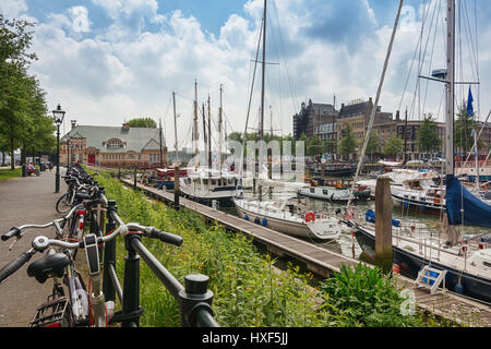 Rotterdam, Netherlands – August 18, 2016: Boats docked at a marina in Rotterdam. Stock Photo