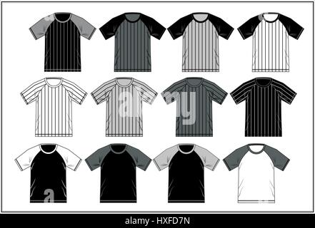 T Shirt Template Raglan Black And White, Vector Stock Vector