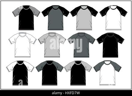 T Shirt Template Raglan Black White, Vector Stock Vector