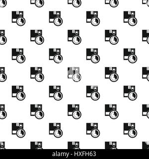 Closed box and stopwatch pattern, simple style Stock Vector