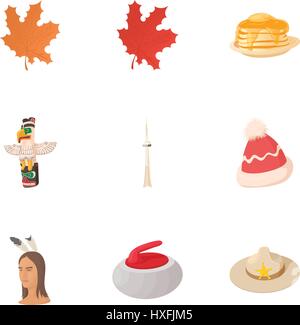 Canada icons set, cartoon style Stock Vector