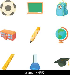 School icons set, cartoon style Stock Vector