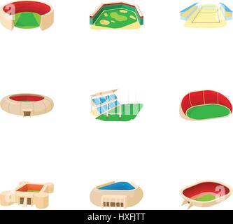 Championship icons set, cartoon style Stock Vector