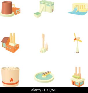 Production icons set, cartoon style Stock Vector
