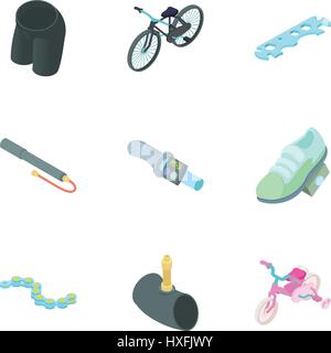 Cycling icons set, cartoon style Stock Vector