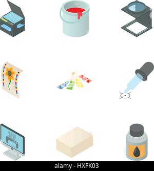 Printing services icons set, cartoon style Stock Vector