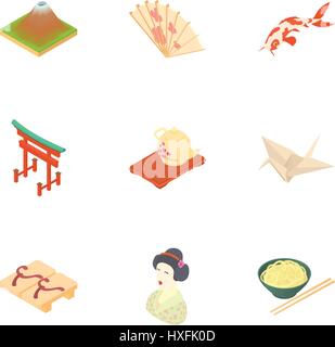 South Korea icons set, cartoon style Stock Vector