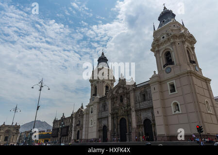 The Archbishop's Palace at Plaza Major. Lima, Peru. Stock Photo