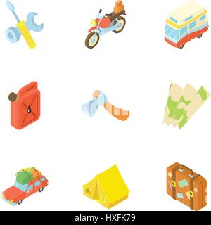 Camp icons set, cartoon style Stock Vector