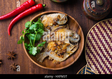 asian grilled fish top down view Stock Photo
