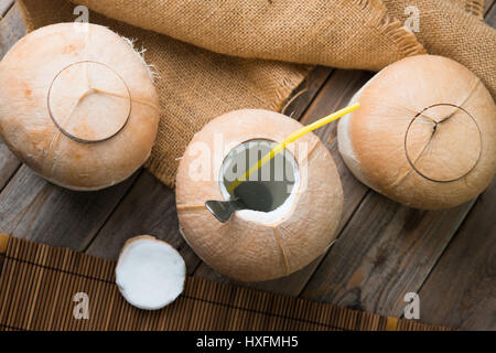 coconut drink top down view Stock Photo