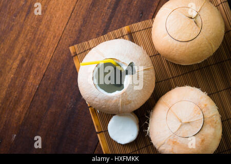 coconut drink top down view Stock Photo