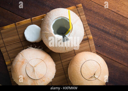 coconut drink top down view Stock Photo