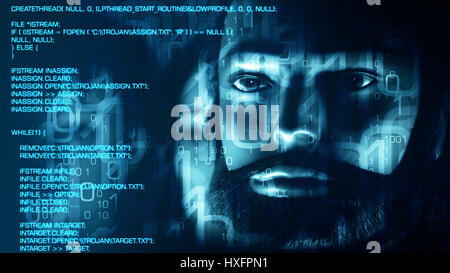 Big data trojan virus infected by computer hacker Stock Photo