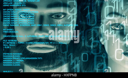 Cyberattack cyber crime bank Stock Photo