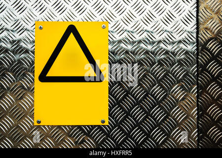 Blank warning sign on construction site as copy space Stock Photo