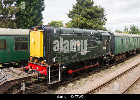 British Railways class 08 diesel shunter engine in British Railways green with its BR number D3690 on the Great Central Railway. Stock Photo