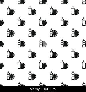 Bottle of dish soap and dish pattern, simple style Stock Vector