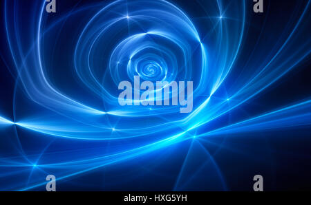 Blue glowing circular spiral flow in space, computer generated abstract background, 3D render Stock Photo