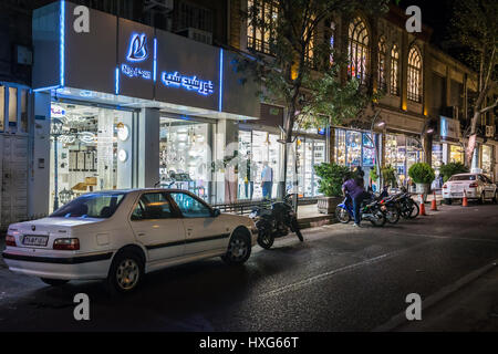 One of many lighting shop on Lalehzar Street in Tehran city, capital of Iran and Tehran Province Stock Photo